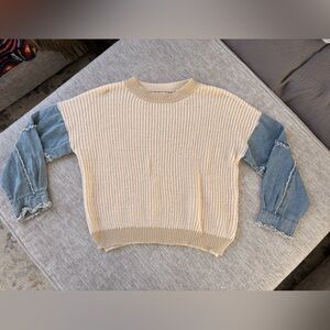 Blu Pepper Soft Cream Ribbed Knit Top